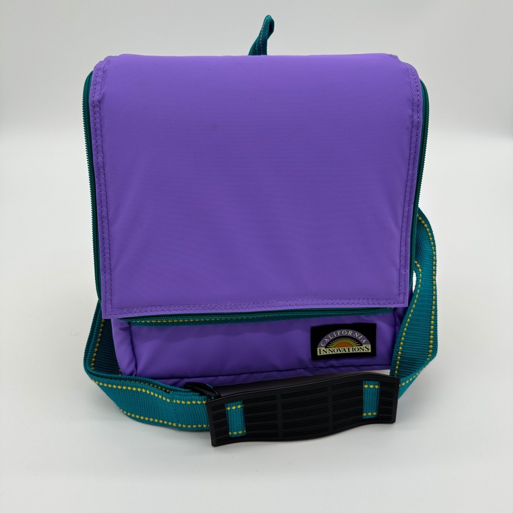 California Innovations Classic Collapsible Lunch Bag Purple Teal VTG 90s Retro